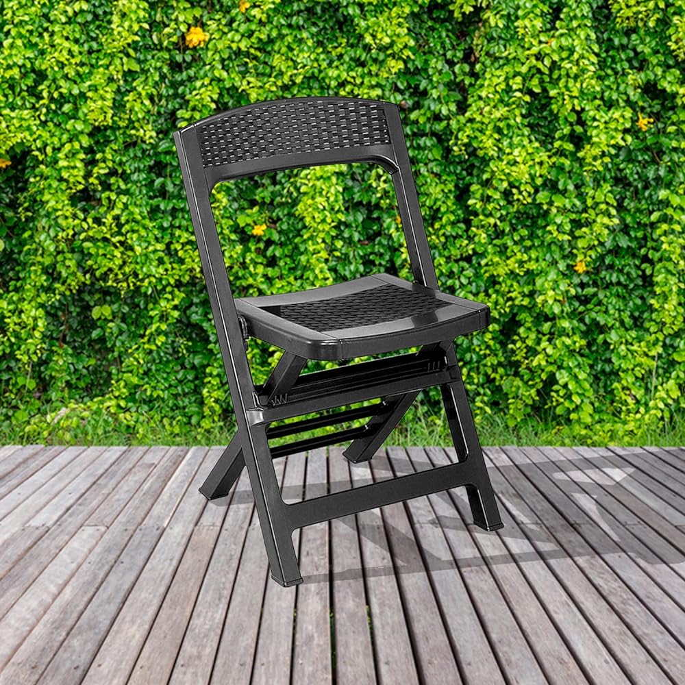 Progarden Zahradní plastová skládací židle Asso Rattan antracit 1